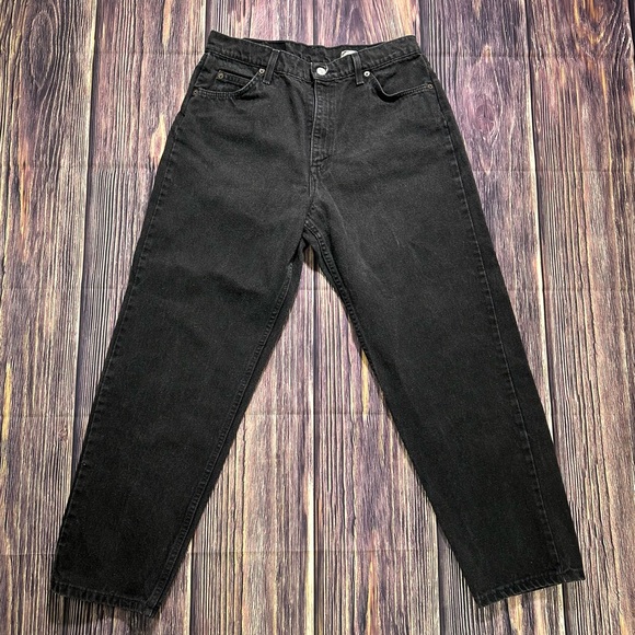 Levi's Denim - Women’s Vintage 90s Orange Label 961 Loose Fit Straight Left Black Denim Jeans